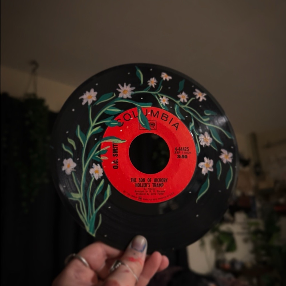 Columbia Black Vinyl with Red Label and Floral Art